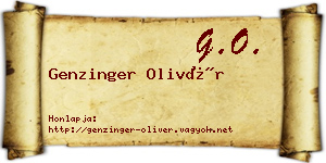 Genzinger Olivér névjegykártya